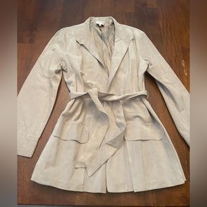 Armani Collezioni  Grey Suede jacket. Has sash and two from pockets. size 8